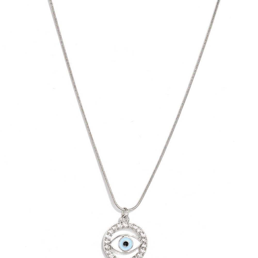 Silver Evil Eye Pendant Necklace VIBE Over Matter Blue Fashion Jewelry